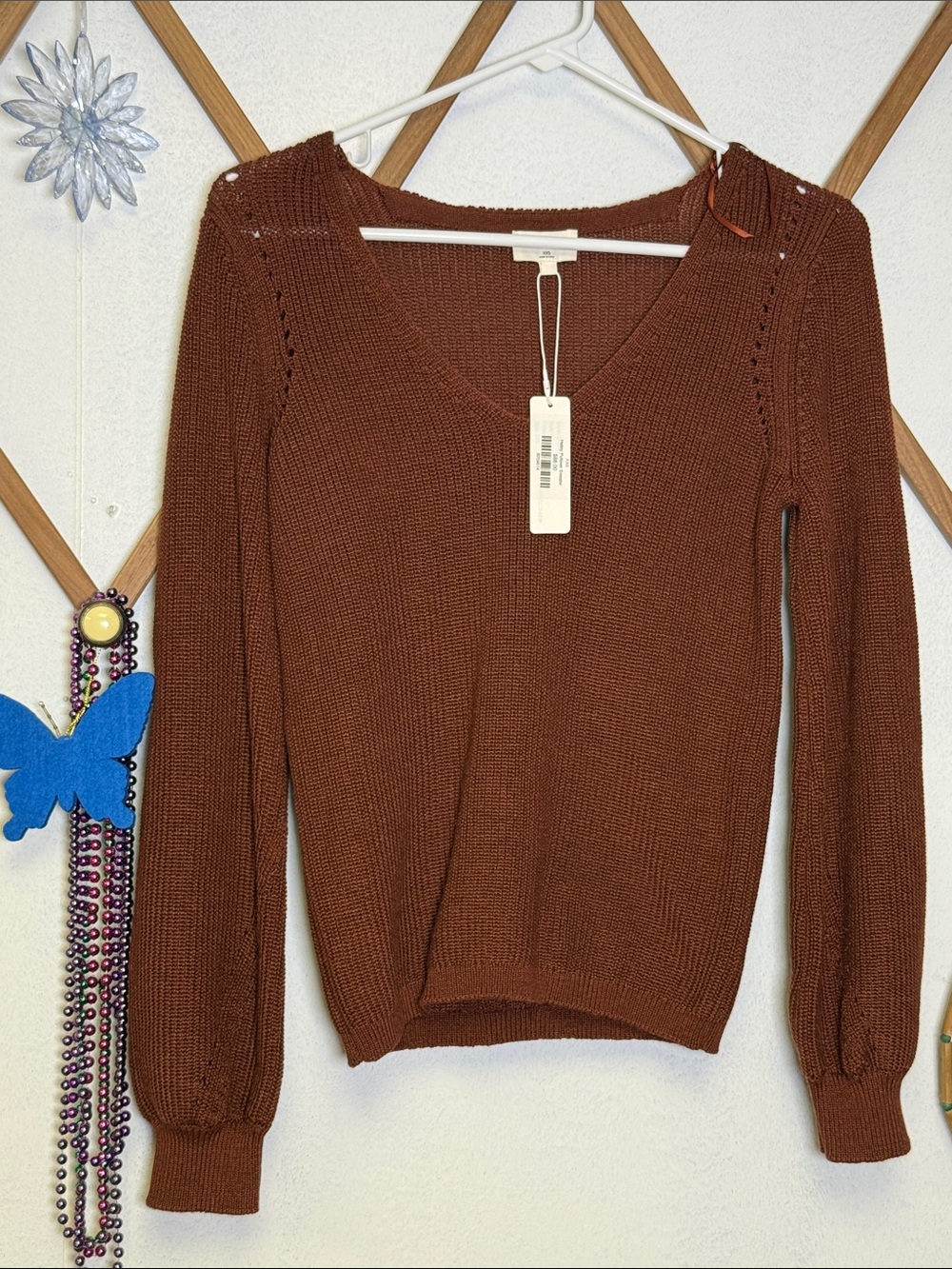 Gentle Fawn V-Neck Knit Sweater - Rust